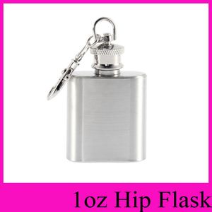 1OZ empty oil bottle Hip Flask keychains Keychain 1-oz Stainless Steel Liquor Alcohol winebottle Pocket Hip Flasks Key chains