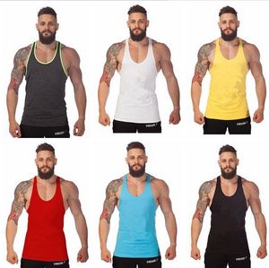 Partihandel Hot Gym Tank Topp Mens Stringer Bodybuilding Gym Tankar Toppar Solid Fitness Kläder Y-Back Tanks Gratis frakt