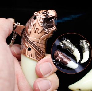 tiger windproof Inflatable Keychain Metal lighter Cigarette Butane Cigar Gas Lighters For Smoking Pipes bongs Accessories Tools