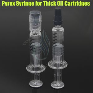 1 ML Luer Lock Pyrex Seringa Injetor de cabeça de ponta de vidro para cartuchos de óleo de Co2 grossos Tanque de cor clara BUD touch e cigs atomizadores de cigarros DHL
