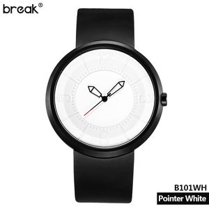 Break Erkekler Kadınlar Yaratıcı Serin Su Geçirmez Minimalist Unisex Kuvars Kauçuk Kayış Relogio Saatler Moda Rahat Spor Saatleri