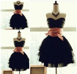 Czarny Sexy Koktajl Suknie Jedno Ramię Suknia Balowa Tulle Sash Lovely Party Suknie Druhna Dresses Prom Dress Yo92