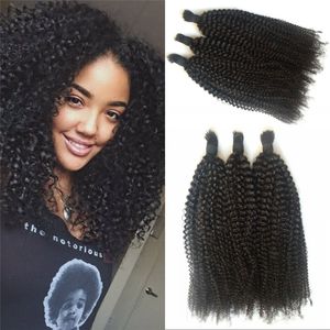 Capelli ricci afro crespi sfusi per intrecciare capelli umani brasiliani sfusi 3 pezzi/lotto per afro-americano FDSHINE