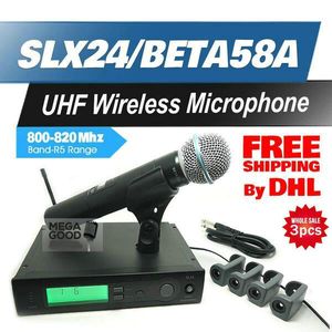 3 Pcs Qualidade Microfones Beta58a Profissional UHF Sem Fio Microfone SLX24BETA58 SLX Sem Fio 58A Handheld Sistema de Karaokê Frete Grátis Microfono