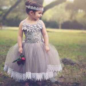 Cloud Flower Girl Dresses Tiered Sheer Neck Floor Length Girls Pageant Dresses Kids Wedding Formal Wear