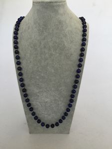 ST0297 Fancy Boho Lång halsband för kvinnor 8mm Lapis Knotted Halsband i 38 inches Personliga Stone Smycken