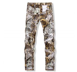 Wholesale-2016 new Arrival summer Snakeskin pattern high quality men's jeans ,men's sknny Pencil Pants jeans ,Nightclubs pants