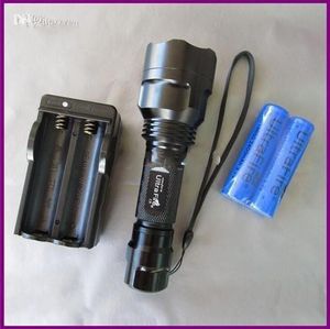 Wholesale ultrafire cree t6 flashlight resale online - UltraFire C8 T6 Lm CREE XM L LED Flashlight lamp bulb spotlight C8T6 x18650 battery and charger