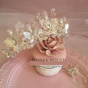 보우 Tiaras 헤어 액세서리 귀고리 2 조각 웨딩 액세서리 신부 웨딩 품질 Tiara Crystal Luxury Princess Crown