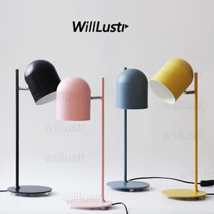 Willlustr Brand New Design Iron Reading Light Nocny Lampa Stołowa Study Room Desk Oświetlenie Office Hotel Macaron Kolor Różowy Czarny Żółty Niebieski