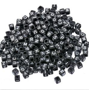 1000 Pcs Preto Mista Carta Alfabeto Plana Rodada Acrílico Spacer Beads Para Fazer Jóias 6mm