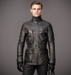 Latest men leather jackets army leather jackets upper thigh length with a belt to adjust your body shape winter warm jackets first choice