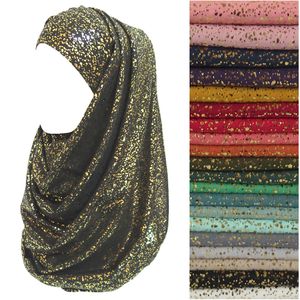 Alta Qualidade Shimmer Ouro Glitters Mulheres Cabeça Lenço Xale Envoltório Muçulmano Hijab Cores Lisas Leve e Macio