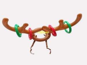 50pcs/lot Hot Sale Children Kids Christmas Inflatable Santa Funny Reindeer Antler Hat Ring Toss Christmas Party Supplies Toys