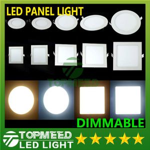 DIMMABLE LED Panel Light SMD 2835 3W 9W 12W 15W 18W 21W 25W 110-240V LED tak Inbyggd nedladdning SMD2835 Downlight + Driver