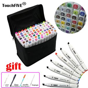 Touchfive färger Dual Head Markers Pen Sketch Ritning Animation Copic Markers Set för Artist Manga Graphic Based