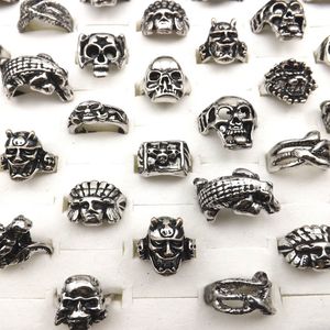 Modelegierung Ringe Hip Pop Style Skulldevil gestaltet Ringe Fit Halloween Party Mix Los 50pcs Großhandel