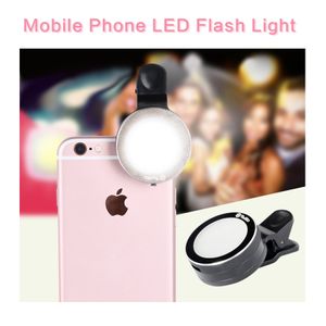 Lyx Tolifo Metal Ring Led Selfie Flash Lights Clamp Clip 6 LED Justerbar ljusstyrka Fyll ficklampa för iPhone Samsung Sony HTC-kamera