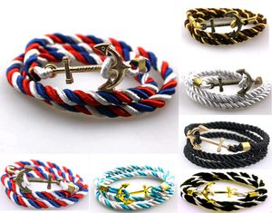 Multilayer Braided Leather Cord Charm Bracelet Fashion Vintage Anchor Weave Twine Rope Wraps Bracelets Jewelry Wholesale