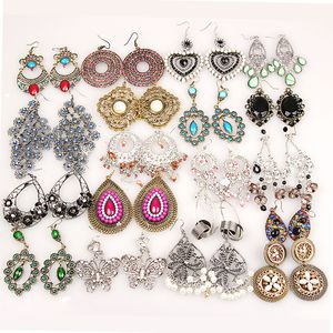 2018 new fashion girl Madam mix 15 style 15Pairs Retro court Earring crystal Pearl resin gemstone Dangle Chandelier Hanging Earrings
