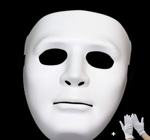 Festival de Natal de Halloween Masquerade JabbaWockeeZ dance party hip-hop Decoração Enfeites Vestido adereços Conjunto de luvas de máscara de fantasma branco