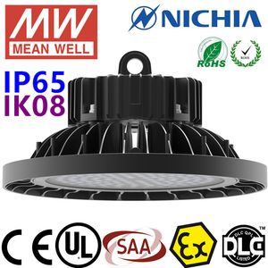 LED High Bay Light Industrial Lighting 100/150/200W UFO Round Shape Nichia 3030 LED Chip MeanWell Driver UL CUL CB SAA