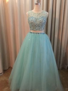 Yeni Zarif İki Adet Quinceanera Elbiseler Balyaviler 2017 Boncuk Kristalleri ile Lace Up Tatlı 16 Elbiseler 15 Yıl Balo Abiye QS1073