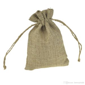 9x12cm Small Faux jute Hessian Burlap Gift Bags with Drawstring Jewelry Pouches for wedding favor Rustic Shabby Chic coffee bean bomboniere