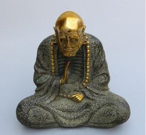 Brązowy pozłacany Dharma Patriot Buddha Statua Bronze Antyczne Antyczne Kolekcja Feng Shui Ozdoby