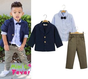 Hübsches Jungen-Outfit-Set, 3-teilig, Kleidung, Anzug, Kinderjacke + Fliege, Hemd + Hose, Gentleman-Anzug-Outfit, Kinder-Outdoor-Set 12223