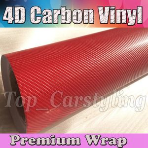 Red 4D Carbon Fibre VINYL WRAP STICKER Air BUBBLE FREE CAR BIKE / Air release Car / Boat / table Covering 1.52x30m/Roll 5x98ft