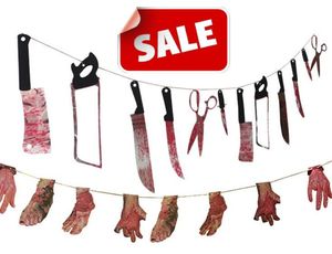 Halloween prop haunted house decor torture bloody Body tools Severed Body Parts garland banner clubing Gory Party Hanging Decoration