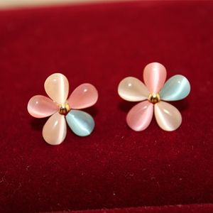 Cherry blossoms Stud Earrings gemstone Earrings Opal Flower Stud Earrings Fashion Jewelry For Women Hot Sale