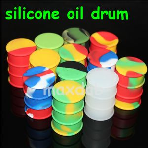 New silicon oil barrel container jars dab wax vaporizer rubber drum shape containers 26ml large food grade silicone bubbler bong