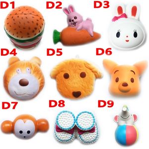 DHL Squishy Toy hamburger rabbit dog bear squishies Slow Rising 10cm 11cm 12cm 15cm Soft Squeeze Cute Strap gift Stress children toys D10