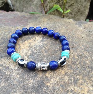 SN0403 fantasia lapis Lazuli buddha pulseira mala yoga homem pulseiras mix pedra budista jóias presente de natal aniversário