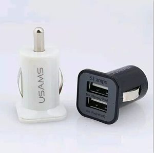 USAMS 5V 3.1A USB Dual 2 Port Power Adapter Car Charger Charging for iPhone 6s HTC LG Samsung S7 S6 edge Universal