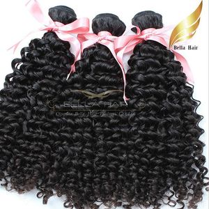 Peruvian Curly Wave Weft Virgin Human Hair Bundles Extensions Natural Color 1 or 2 or3pcs/lot