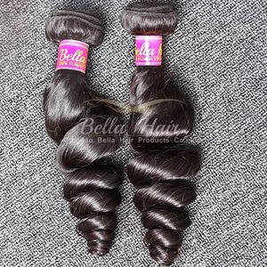 bella capelli grado 9a fasci di capelli malesi non trasformati estensioni dei capelli umani ondulati onda sciolta 2 pz / lotto colore naturale trama dei capelli spedizione gratuita