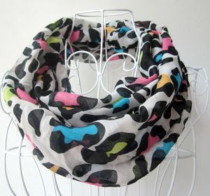 Girls Kids Leopard print Chiffon Silk snoods Boa Fashion Animal decoration Autumn Cute Wrap Scarf Shawl Scarves neckerchief muffler Bandanna