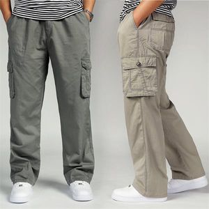 2023 Autumn Summer Korean Mens Plus Size Pants Fat Trousers Casual Pants Solid Color Straight Loose Joggers Large Size Work Cargo Male Pants