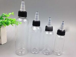 Wholesale Twist Top Sealing Type 30ml 60ml 100ml 120ml Clear PET Plastic E Liquid Dropper Bottles with Beak Caps