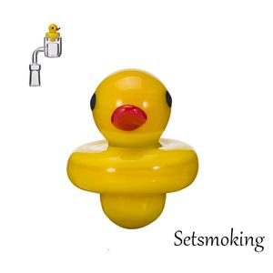 Rökning Tillbehör Färgad glasbubbla Carb Cap Cute Yellow Duck Style för Quartz Banger Nails Glass Water Pipes DAB Rig 598