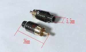 2 stks messing vergulde RCA mannelijke plug connector solderen