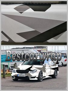 Gray black white Pixel Camo VINYL Full Car Wrapping Camouflage Covering For truck boat foil gloss / matte finish size 1.52 x 30m/5x98ft