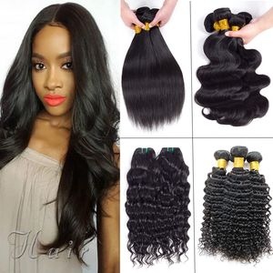 Aliyou Malaysian Deep Wave Hair Bundles Kinky Curly Straight Peruvian Hair Weaves Brazilian Body Wave Human Hair Weaves 3 4 Bundles a lot