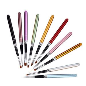 10 Colors Different Sizes Nail ASet With Copper Handle Design 10 Pcs/Set Polish Nylon UV Gel Painting Nail Brushes