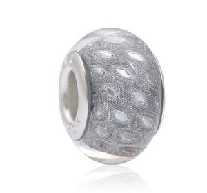 20 st White Flower 925 Sterling Silver Murano Lampwork Glass Pärlor Charm Big Hole Loose Pärlor för Pandora European Armband Halsband Xmas