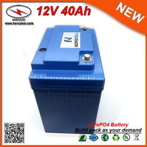 Portable 12V 40Ah Li-ion LiFePO4 Battery for Solar Power System EV HEV Car scooter UPS Street lamp and Bike FREE SHIPPING