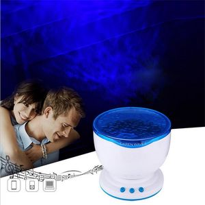 LED Night Light Projektor Ocean Blue Sea Waves Projektionslampa med Mini Högtalare Ocean Waves Lights USB Powered eller Battery Powered